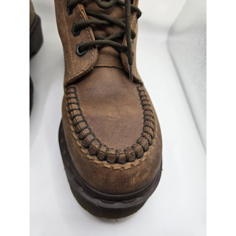 DR. MARTENS Womens Chunky Brown Leather Lace Boots. Worn 1 Time Size 5 - Picture 11 of 14